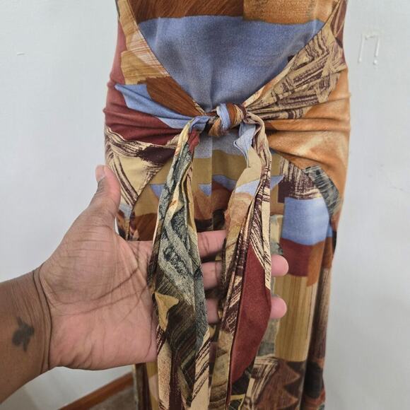 Lew Magram Vintage 90s Wrap Front Dress 6 Island Tribal Boho Granola Girl Hippie - Picture 4 of 12